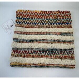 LR Home Indoor Pillow Case Handmade Multicolored Woven Zip 18 X 18